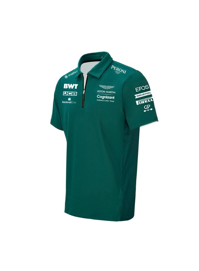 Aston Martin F1 Aston Martin Cognizant Formula One Team Dark Green Polo Shirt with Multiple Sponsor Logos - Image 1